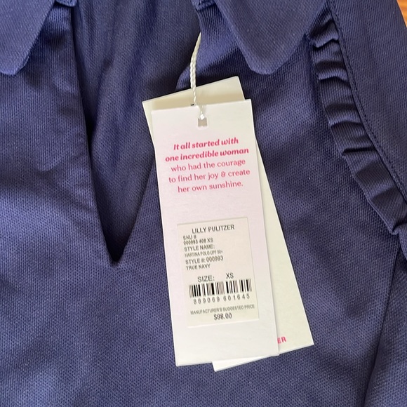 Lilly Pulitzer. NWT. Athletic sleeveless polo. Navy, size xl - Picture 5 of 6